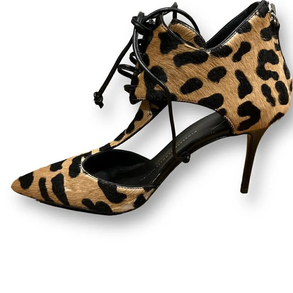 Revolve Giuseppe Zanotti FRIDA Leopard Cheetah Print Lace Up Stiletto